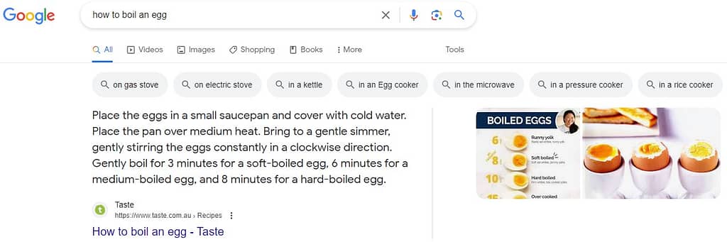A screenshot of a featured snippet displaying on a Google search