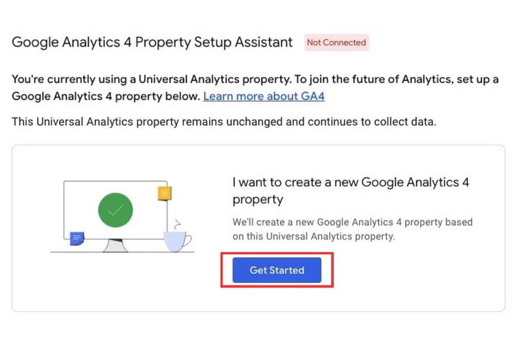 A screenshot of the Google Analytics 4 propserty setup assistant